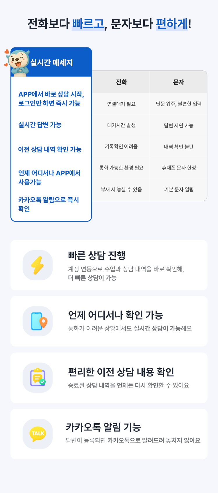 전화보다 빠르고, 문자보다 편하게!