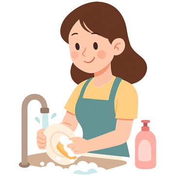 앞치마를 입은 엄마를 보며